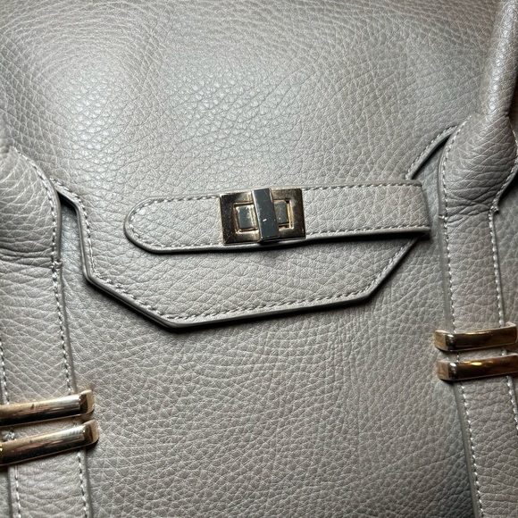 SOLE SOCIETY Miah Structured Buckle Weekender Bag- Greige - Picture 5 of 15